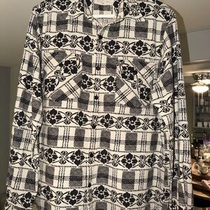 Denim & Supply Ralph Lauren Men’s Black and Cream Floral Patterned Shirt